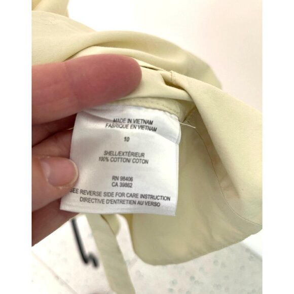 Theory Ketan Dress Womens Size 10 A Line Cinched Waist Button Front Pale Yellow - Picture 6 of 12